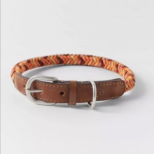 Zara Leather Trim Braided  Rope Collar Pet Collection Orange XL